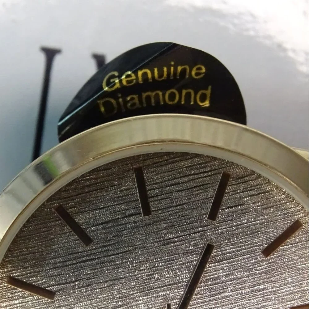Gold-Tone INC Unisex Watch With Genuine Diamond Accent & Stainless Steel Band